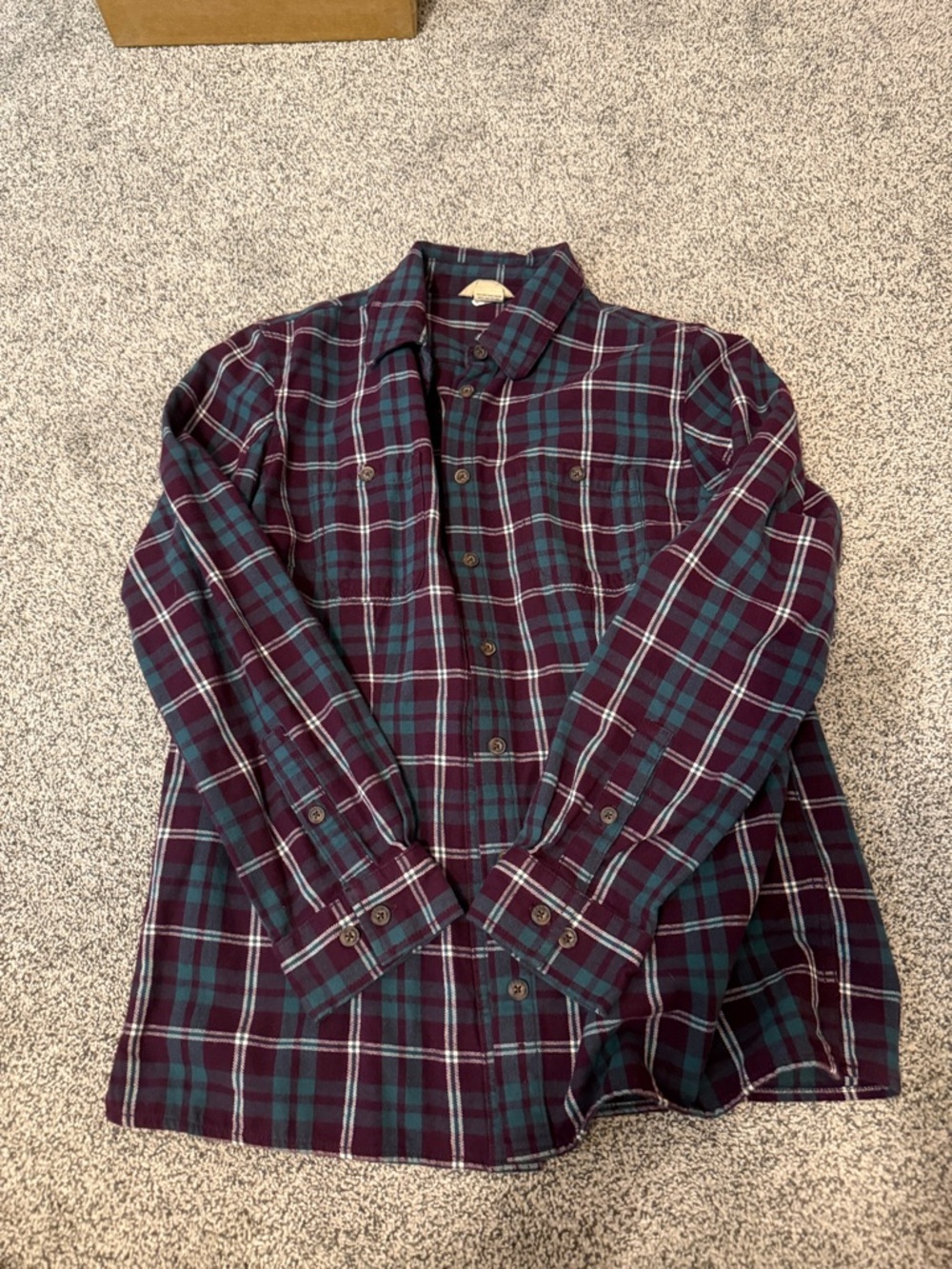 Duluth Trading Co Plaid Button-Down Shirt - Burgundy & Teal